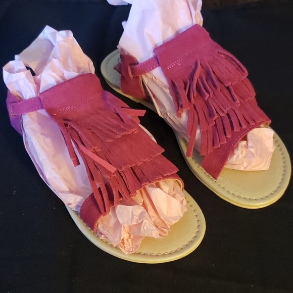 - UK38 Mini Boden Suede Fringe Sandals  NWOT - Picture 1 of 7